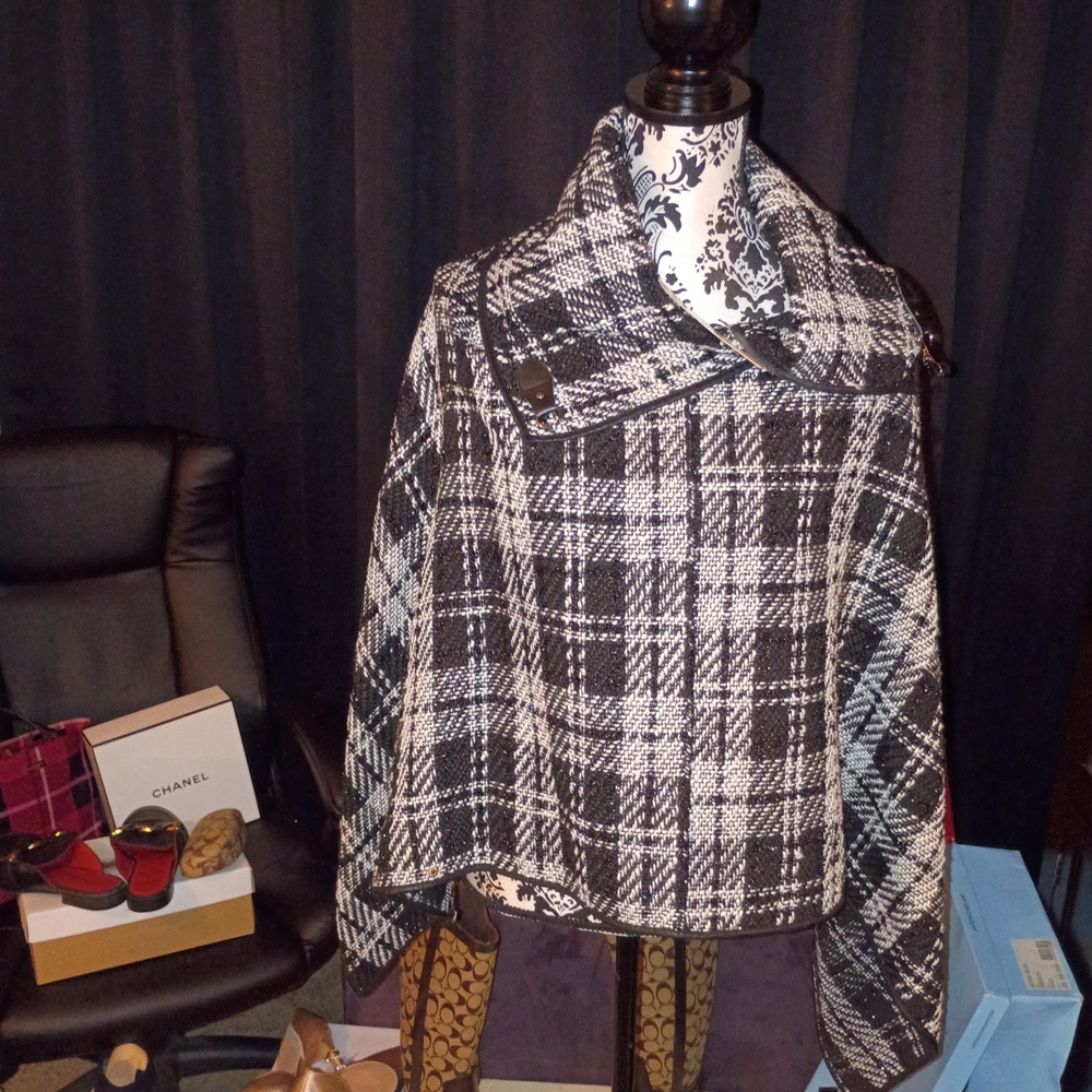 Black and White Plaid Cape